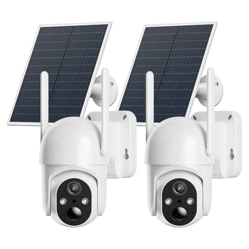 ELYSOO 2 Pack 4G LTE Cellular Security Cameras, Solar Powered Outdoor Camera No WiFi Needed for Farm&Ranch, 2K Night Vision, 360° View, Built in SIM Card(Support Verizon/AT&T/T-Mobile) - White