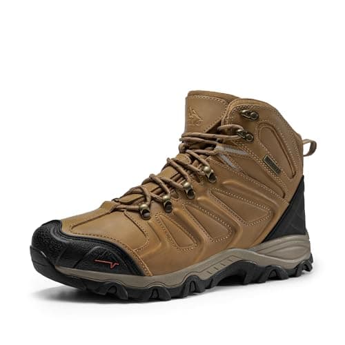 NORTIV 8 Men's Ankle High Waterproof Hiking Boots Outdoor Lightweight Shoes Trekking Trails Armadillo,Size 7,Brown-Leather,160448_M