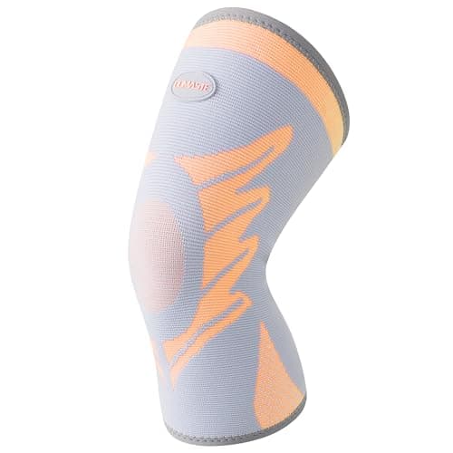 Domaste Sports Slim Knee Braces for Women - No-Slip Knee Compression Sleeve for Dance, Yoga, Knee Support for Knee Pain, Joint Pain Relief(Bright Marigold, L, Pack of 1)