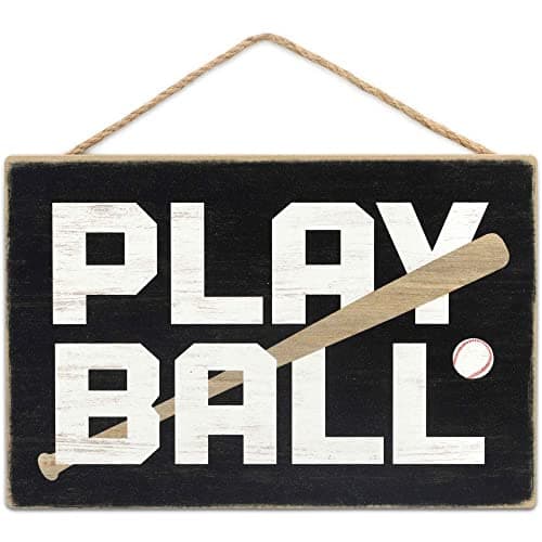 Play Ball Baseball and Bat Hanging Wood Wall Decor