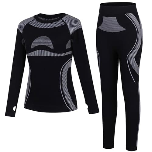 beautyin Girls Boys Thermals Ski Base Layer Long Johns Underwear Hot Chilly Thermals Black/Grey