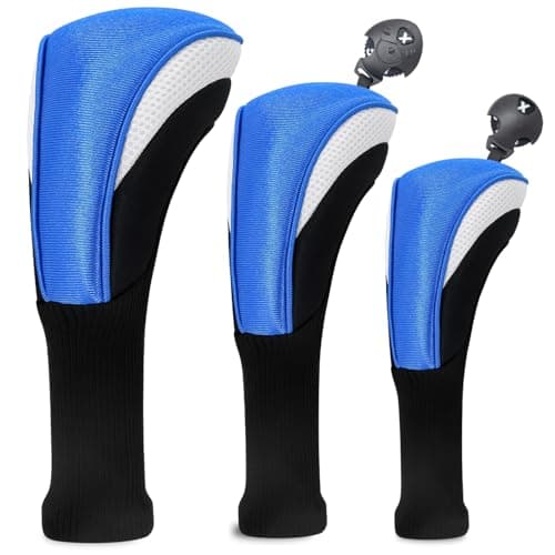 MEAHILESC Golf Club Head Covers for Woods 3/4/5/6 Pieces Long Neck Mesh Sports Golf Club Headcovers Set with Interchangeable No. Tags 3 4 5 6 7 X Golf Accessories for Men Women