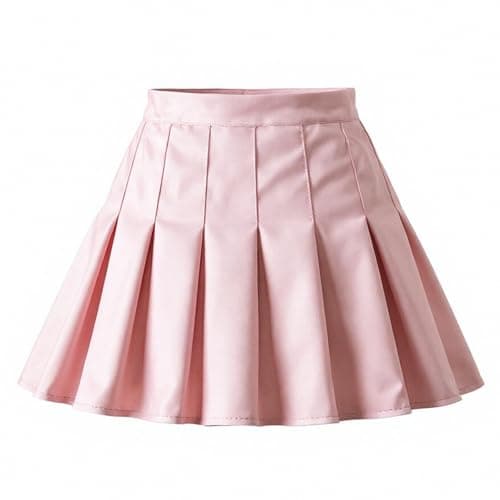 TTYAOVO Girl Skort Mini Flare Plain Pleated Skater Skirt Shool Uniform Size 130(6 Years, Pink)