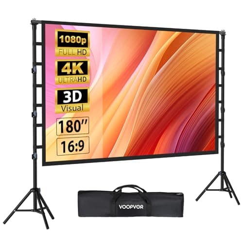 VOOPVOR 180 Inch Outdoor Projector Screen with Stand, Portable Movie Screen