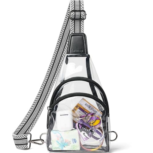 LATMAP Clear Bag for Stadium Events Crossbody Purse Fanny Pack Backpack for Women Men for Concerts Sports Unisex Black