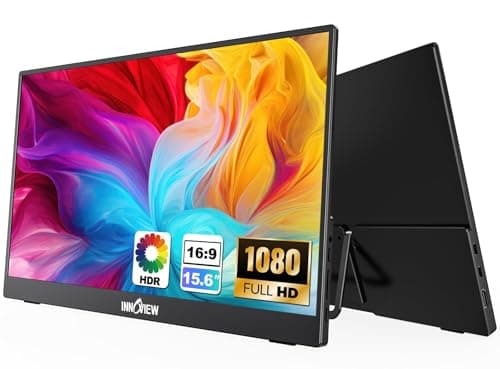 InnoView 15.6'' Portable Monitor for Laptop FHD 1080P USB-C Travel Monitors Built-in 90° Adjustable Stand Without Bag, HDR IPS Portable Laptop Monitor for MacBook PC Phone Xbox PS4/5 Switch