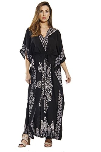 Riviera Sun 21715-BLK-M Caftan/Caftans for Women, Black, Medium