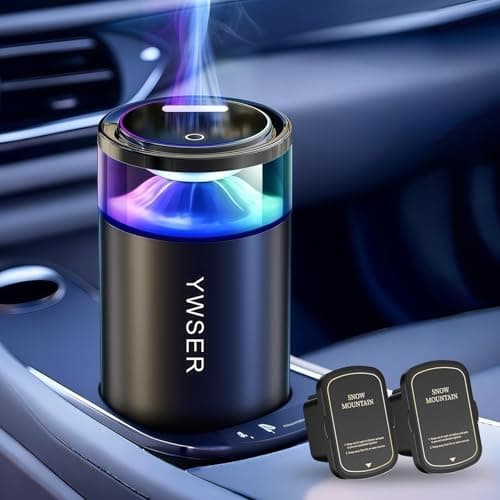 Smart Car Air Freshener, Car Air Freshener Diffuser with Starry Sky Projection and 50ml Perfume, Auto On/Off Intelligent, 3 Mode Adjustable Rechargeable Aroma Diffuser (Snow Mountain))