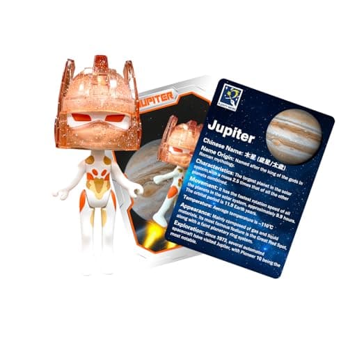 PLENTY MORE HelmeTeam Jupiter Action Figure, Glitter Helmet with Collectible Card, STEM Toy