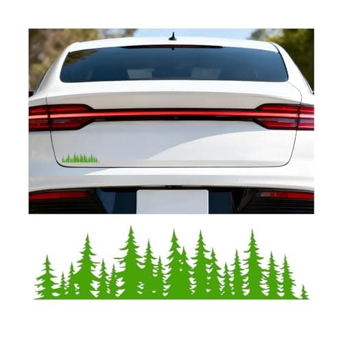 Ywdiml Pine Tree Forest Car Stickers, Forest Graphic Waterproof Reflective Vehicle Door Side Body Badge Decals, Automotive Exterior Decoration Stickers, Universal for Caravan Sedan Truck (Green)
