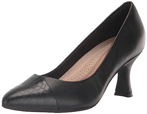 Clarks Black's Kataleyna Rose Pump, Black Croc Print Leather, 9 Medium US