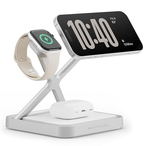 NOCO XGrid XDS3: 3-in-1 Wireless Charging Stand – Charging Station for iPhone, Apple Watch, and AirPods – MagSafe Compatible, Qi2 Certified – Includes 45W USB-C Wall Charger and 6.5-Foot USB-C Cable
