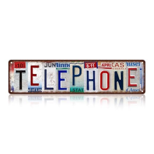Vintage Telephone Wall Decor Street Sign Metal Tin Signs