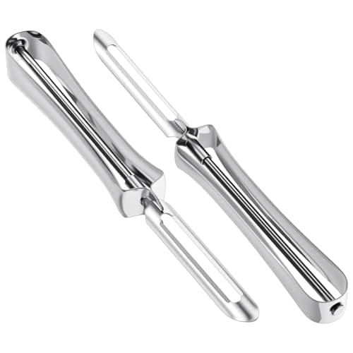 JIEYAO 2 Pack Stainless Steel Vegetable Peelers for Kitchen, Swivel Fruit Potato Peeler Ergonomic Rotary Peeler for Carrot Potato Fruit Dishwasher Safe Kitchen Tool