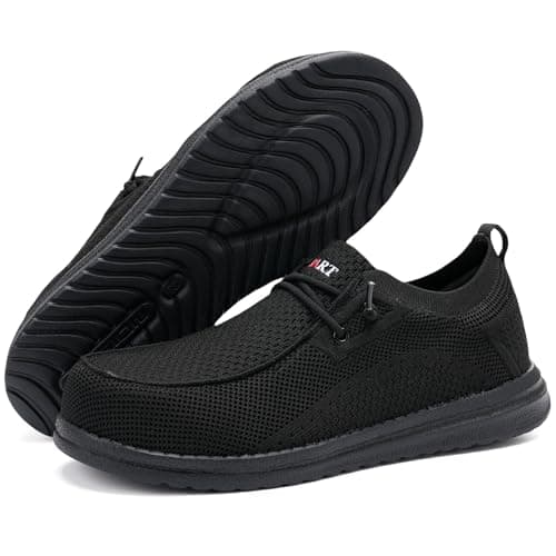 BLSART Slip-On Steel Toe Shoes for Men Loafers Work Shoes Lightweight Comfortable Non-Slip Composite Steel Toe Walking Safety Shoes Black 8