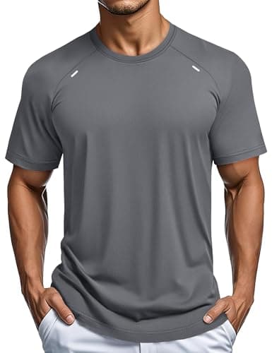 MAGCOMSEN Men's Short Sleeve Shirt Quick Dry Running T-Shirt Workout Tennis Mesh Lightweight Breathable Summer Shirts Medium Grey S