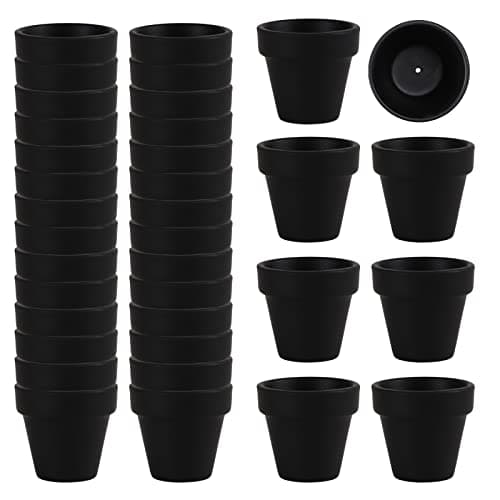 Fcacti 36 Pcs Small Mini Black Clay Pots 2.1'' Terracotta Pot Clay Ceramic Pottery Planter Cactus Flower Pots Succulent Nursery Pots- Great for Window Boxes, Cactus, Plants, Crafts, Wedding Favors