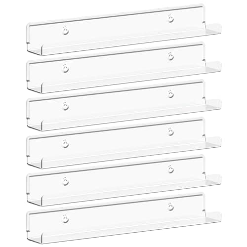 Lifewit Narrow Acrylic Floating Shelves for Vinyl Record 12", Clear 6 Pack