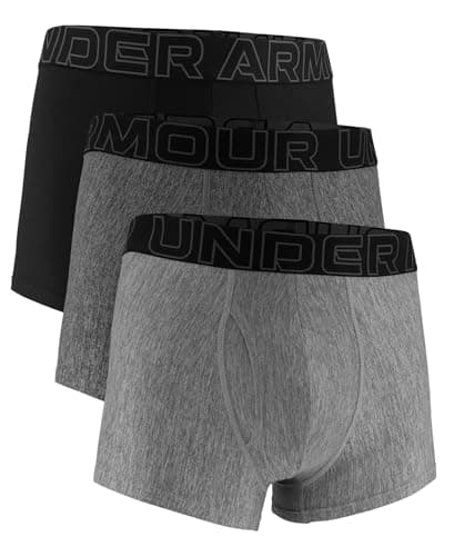 Under Armour Men's Performance Tech Trunk Boxerjock Brief Underwear, 3" Inseam, 3-Pack, Steel Heather, XX-Large