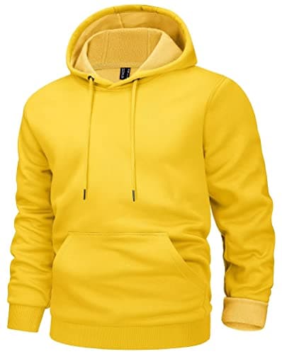 MAGCOMSEN Casual Sweatshirts for Men Cotton Hoodie Stylish Active Plain Sweatshirts Soft Midweight Pullover Spring Fall Winter Sweatshirts Yellow S
