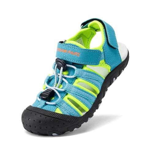DREAM PAIRS Boys Girls Summer Outdoor Athletic Sport Sandals Hiking Beach Casual Closed Toe Adjustable Multicolor for Toddler/Little/Big Kids,Size 5 Toddler,Rainbow/Blue,171111-K