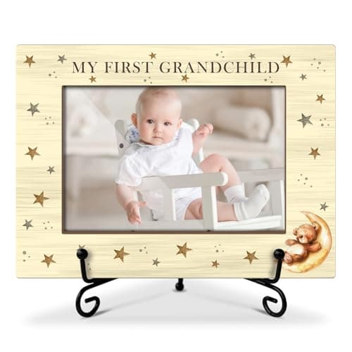 My First Grandchild Wooden Photo Frame Mothers Day Gifts Love Gifts for Grandma Nana, Wooden Photo Frame with Iron Stand for Tabletop or Desktop Display, Home Table Decor (4x6" Horizontal Photo) - 47