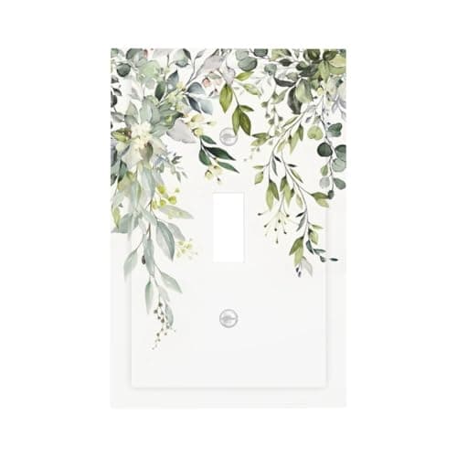 CKHTER Sage Green Eucalyptus Leaves 1 Gang Single Toggle Light Switch Cover Decorative Wall Plate Receptacle Faceplates for Living Room Bedroom Bathroom House