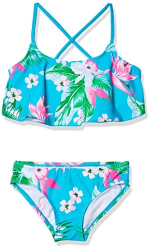 Kanu Surf Toddler Girl's Alania Floral Flounce Bikini Beach Sport 2-Piece Swimsuit Swimwear, Aqua, 2T