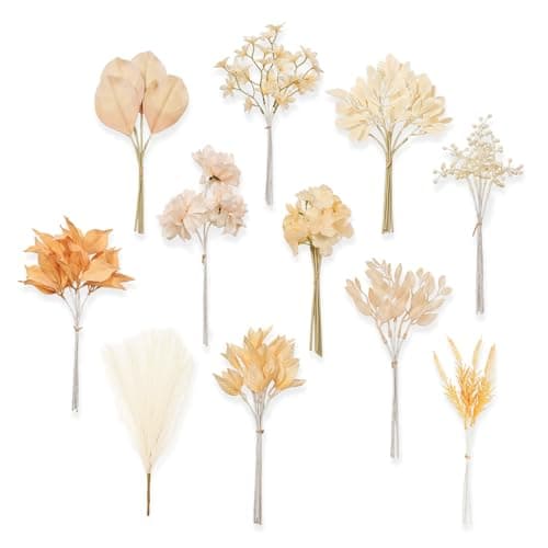 TINGE TIME Artificial Greenery Stems Box Set, 63pcs with 11 Kinds Faux Greenery Stems and Flowers Bulk Fake Reed for Wedding DIY Bouquets Table Centerpieces Floral Arrangement Wedding Home Decor