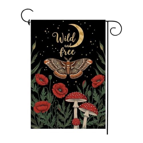 Wild and Free Forest Butterfly Garden Flag 12x18 Inch Burlap Double Sided Farmhouse Decoration for Outdoor Yard Decor