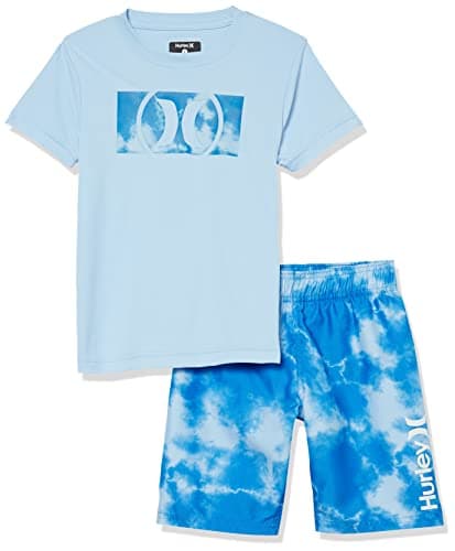 Hurley Boys Swim Suit 2-Piece Outfit Set, Blue/Tie Dye, 4