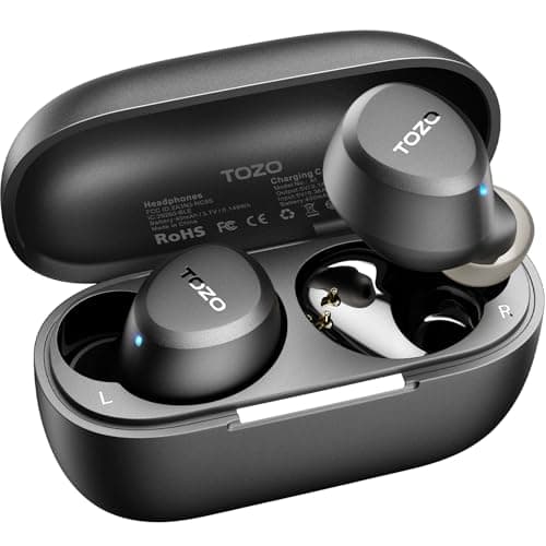TOZO A1 Wireless Earbuds Bluetooth 5.3 Light Weight in Ear IPX5 Waterproof Headphones 2 Mic for AI Calls, Immersive Premium Sound Bass Headset with Charging Case, 32 Presets EQ Customization via App