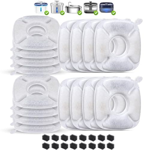 OYES Cat Water Fountain Filters Replacement, 16 Filters & 16 sponges