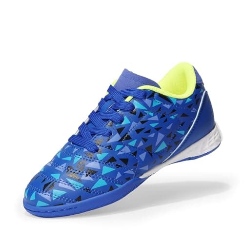 DREAM PAIRS Boys Girls Indoor Sneakers Lace Up Sport Athletic Casual IC Youth Futsal Football Soccer Shoes for Little/Big Kid,Size 13 Little Kid,Royal/Blue/Neon/Green,SDSO2412K