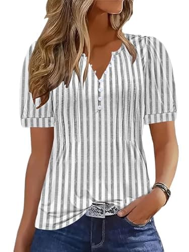 Womens Shirts Dressy Casual Short Sleeve Summer Tops Spring Ladies Blouses