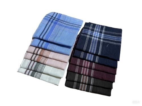 emlstyle Men's Handkerchiefs, Mens Handkerchiefs Cotton Pocket Square Hanks for Men,12 Pack Gents Hankies