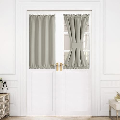 NICETOWN Natural French Front Door Curtains for Kitchen Small Window