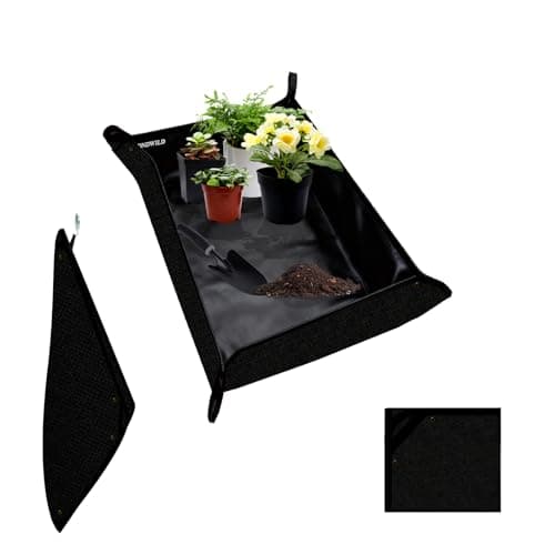 SPONDWILD 39.5"x31.5" Plant Transplanting Mat - Thickened Waterproof Potting Mat, Succulent Gardening Mat, Portable Repotting Mat for Mess Control (PVC-Black)