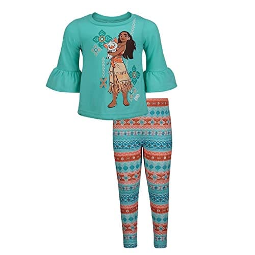 Disney Moana Toddler Girls Graphic T-Shirt and Leggings Outfit Set Paisley Blue 3T