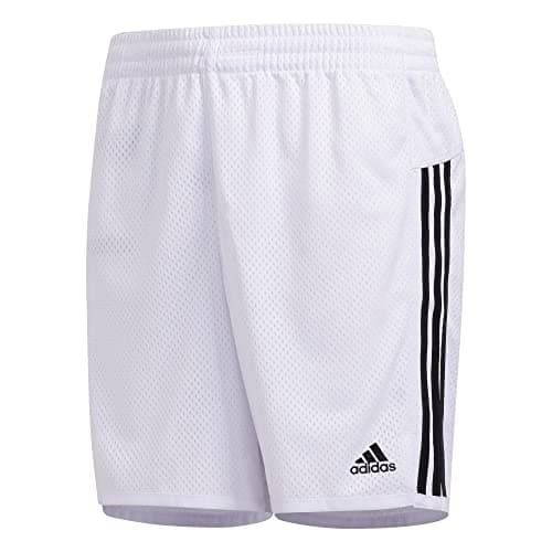 adidas Girls' Big 5 Inch Mesh Athletic Shorts, White, Large