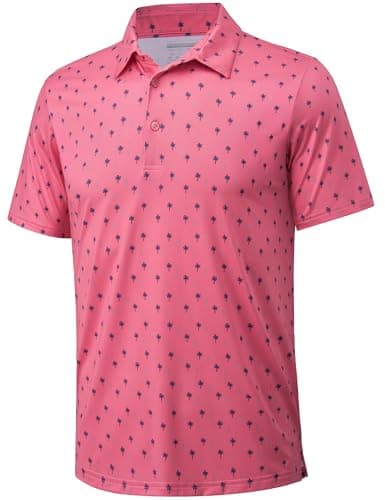 MAGCOMSEN Golf Polos for Men Short Sleeve Print Moisture Wicking Shirts