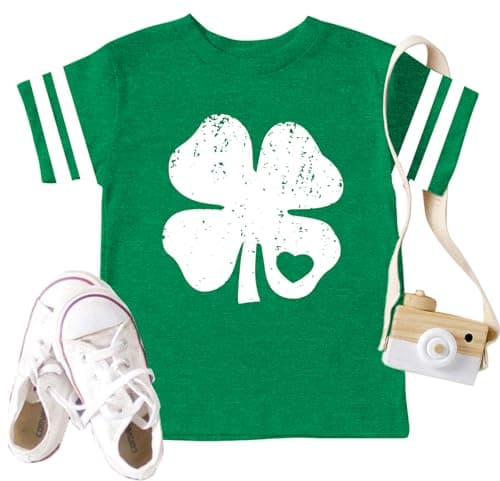Toddler St. Patrick Day Green Shamrock Shirt Boys Girls Clover Vintage Tee Top Four Leaf Short Sleeve Tops