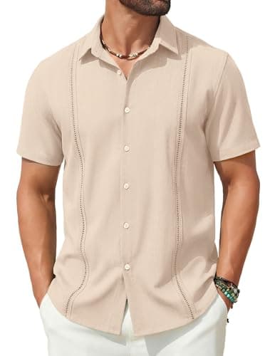 COOFANDY Mens Casual Button Down Shirts Relaxed Fit Summer Short Sleeve Shirt