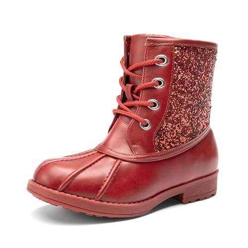 DREAM PAIRS Girls Side Zipper Glitter Ankle Boots(Toddler/Little Kid/Big Kid),Size 9 Toddler,Red,KBO212