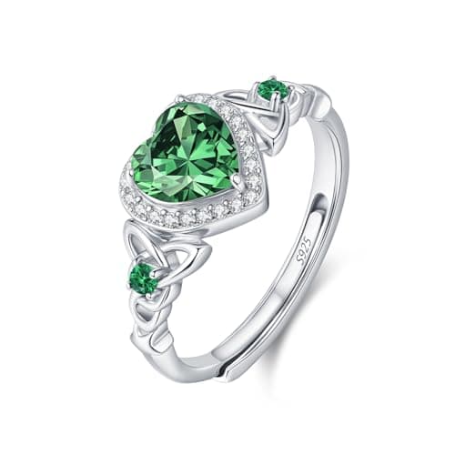 Celtic Sterling Silver Birthstone Rings- Adjustable Size Women Jewelry