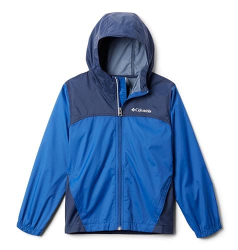 Columbia Youth Boys Glennaker Rain Jacket, Mountain Blue/Collegiate Navy, Medium