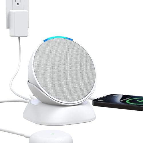 PlusAcc Stand for Pop with USB-C and USB-A Charging Ports, Table Holder Base Station for Charge Cellphones and Earbuds, Non-Slip Base (White)