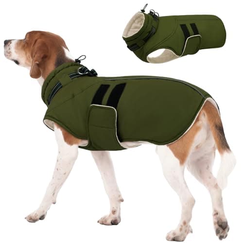 IECOii Winter Dog Coats for Large Dogs,Dog Snow Jacket with Built in Collar