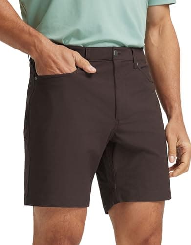 M MAELREG Mens Dress Shorts Performance Moisture Wicking Golf Lightweight Work Casual Mens Shorts 7 Inch Dark Brown
