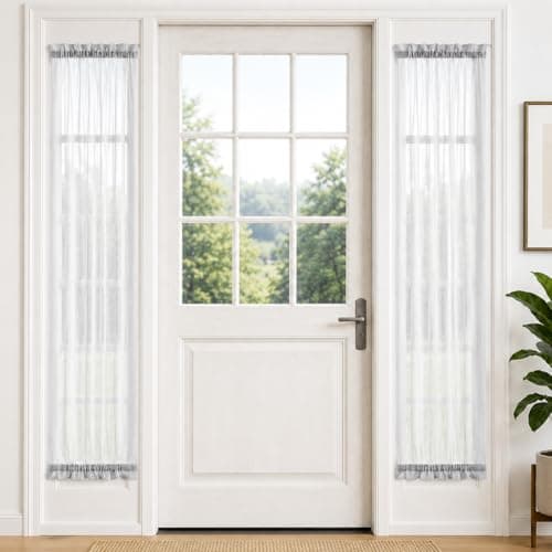Aquazolax Sheer Patio Curtain Drapery Panel for Door Window Elegant Soild Voile French Door Curtain Panel 25"x72" with Tieback - 1 Piece, Grey